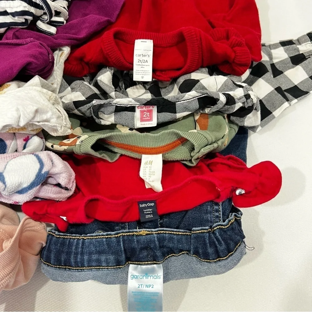 Bundle Lot of 10 Piece Size 2 Toddler Carter's Baby Clothing Tops And Bottom PJ